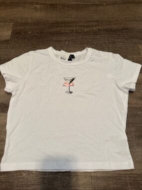 Windsor White Crop Top with Martini Embroidery